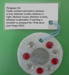 Philippians 4.8 Mirror Craft for Camp Hat